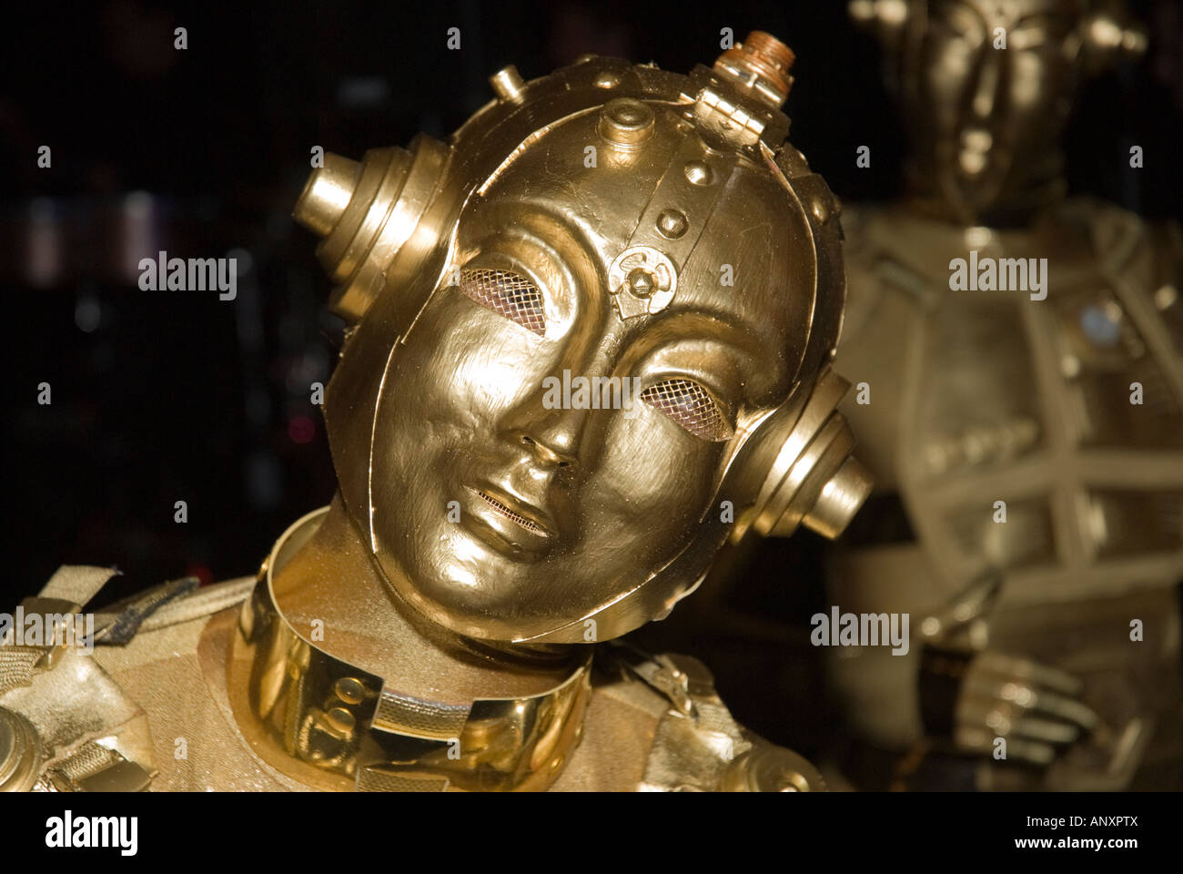 Gold Robot/Mime Masquerade Mask