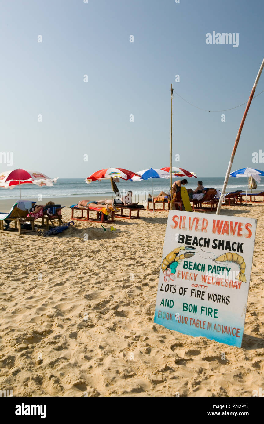 India Goa Mobor Mobor Beach Beach Shack Sign Stock Photo