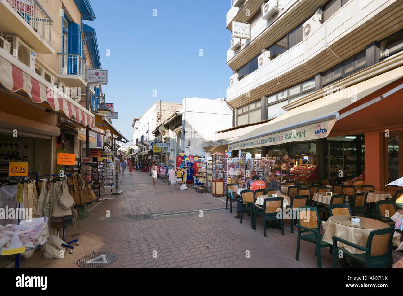 Shops and Cafe on Agiou Andreou Street in the Old Town, Limassol, South