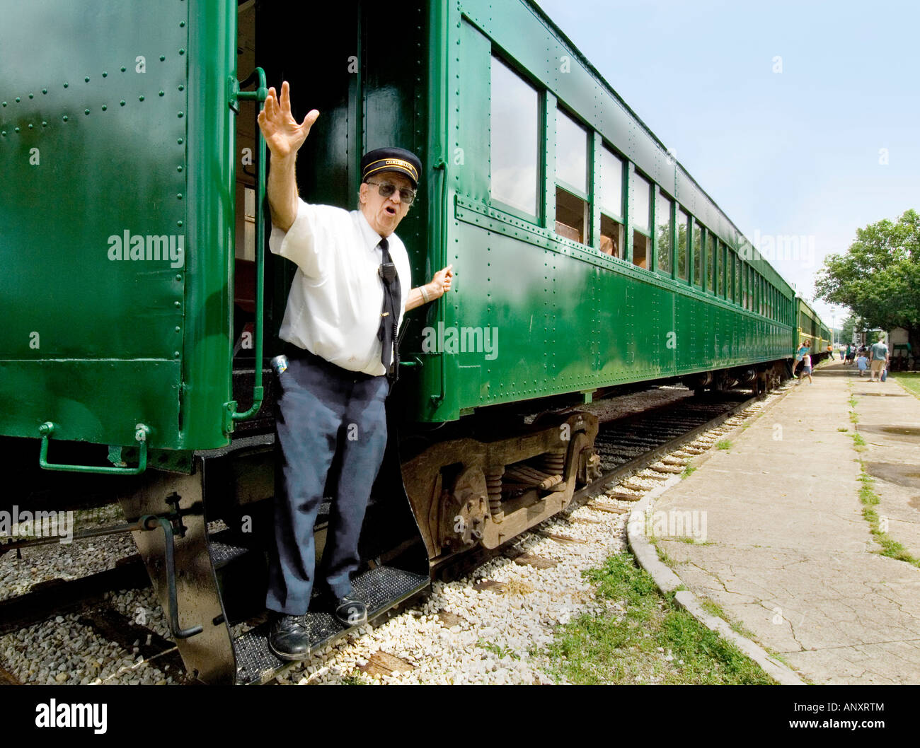 Conductor at the Railroad Museum, French Lick Springs Indiana Stock Photo