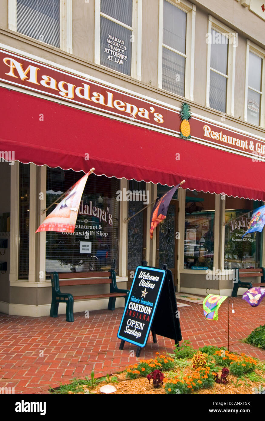 Downtown shops in Corydon Indiana which was the territorial capitol and