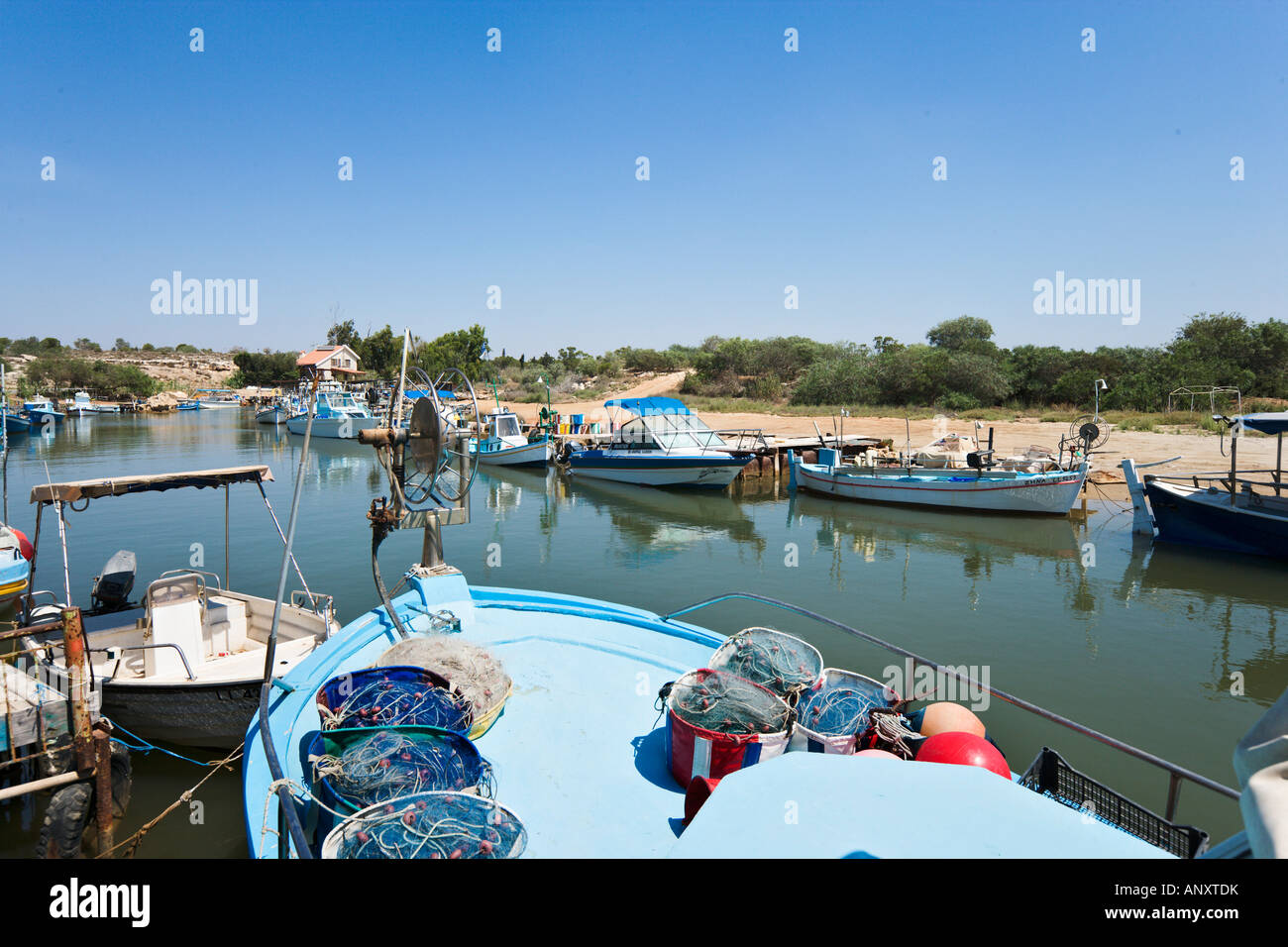 Fishing Harbour on  Potamos Creek, near Ayia Napa, East Coast, Cyprus Stock Photo