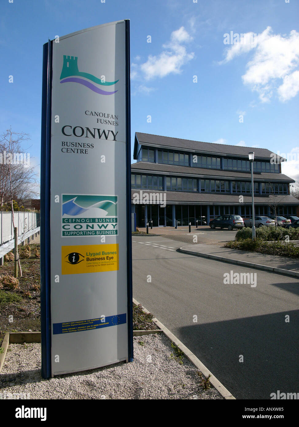 Sign Conwy Business Centre Conwy North West Wales Stock Photo - Alamy