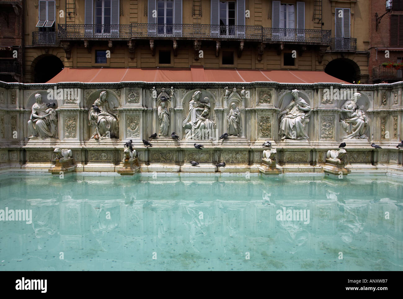 Fonte Gaia in the Piazza del Campo Stock Photo