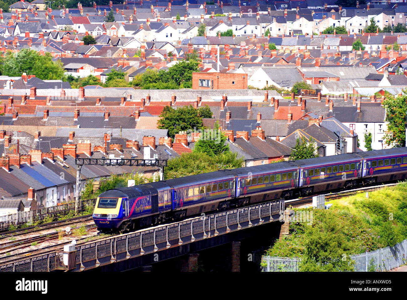 First Train Newport South East Wales Stock Photo