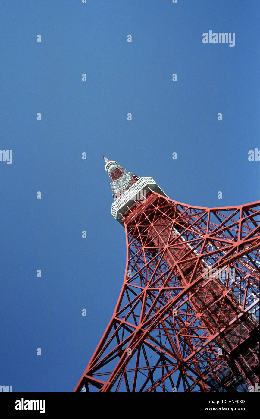 View of the 333 meters high Tokyo Tower the world's tallest selfsupporting iron tower since