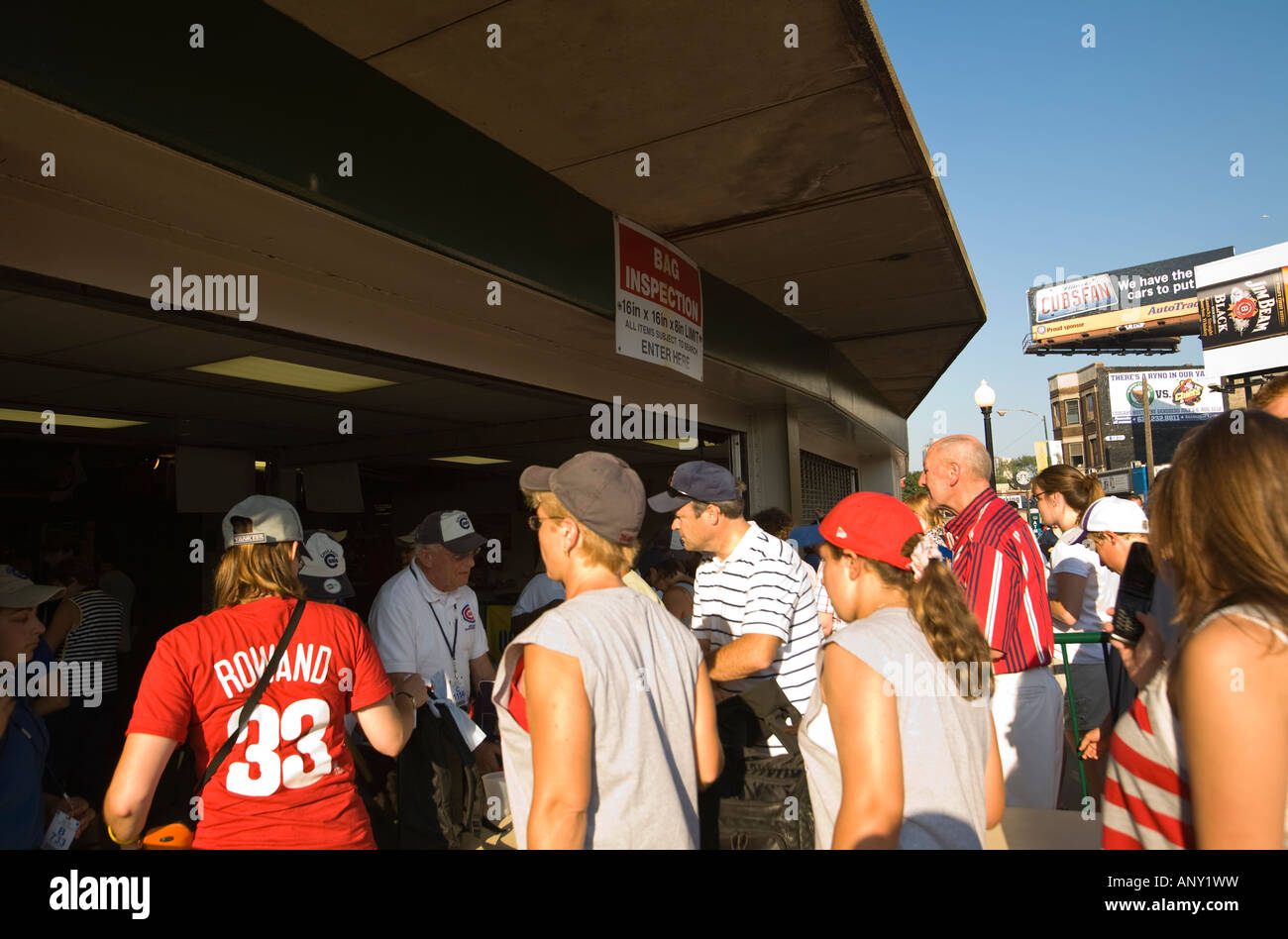 ILLINOIS Chicago People have bags inspected before entering Wrigley