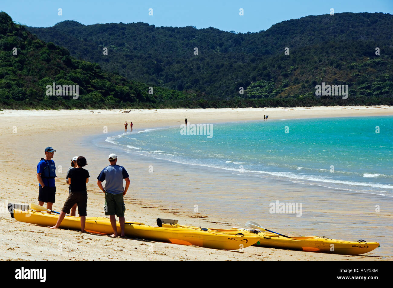 New Zealand, South Island, Nelson. Kayak on Beach in Abel