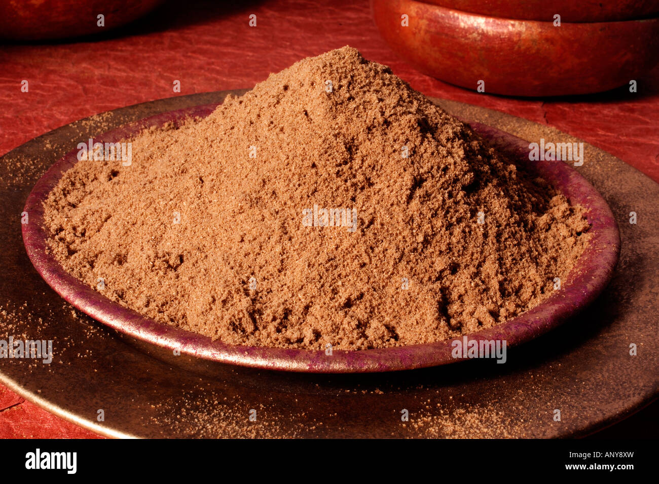 BOWL OF CORIANDER POWDER Stock Photo