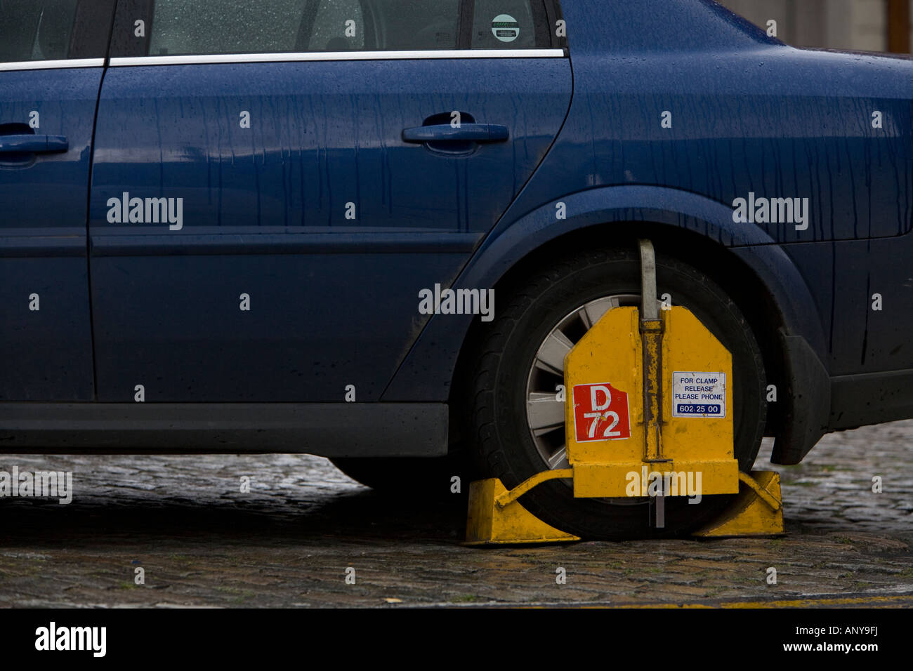 car wheel clamped for illegal parking, dublin, ireland Stock Photo Alamy