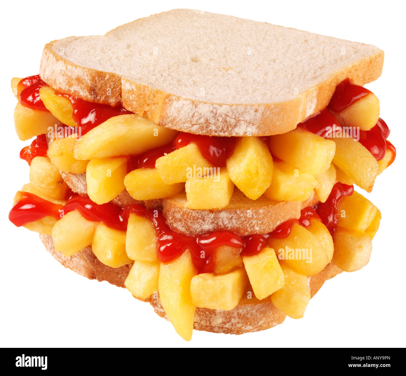 CHIP BUTTY WITH KETCHUP CUT OUT Stock Photo