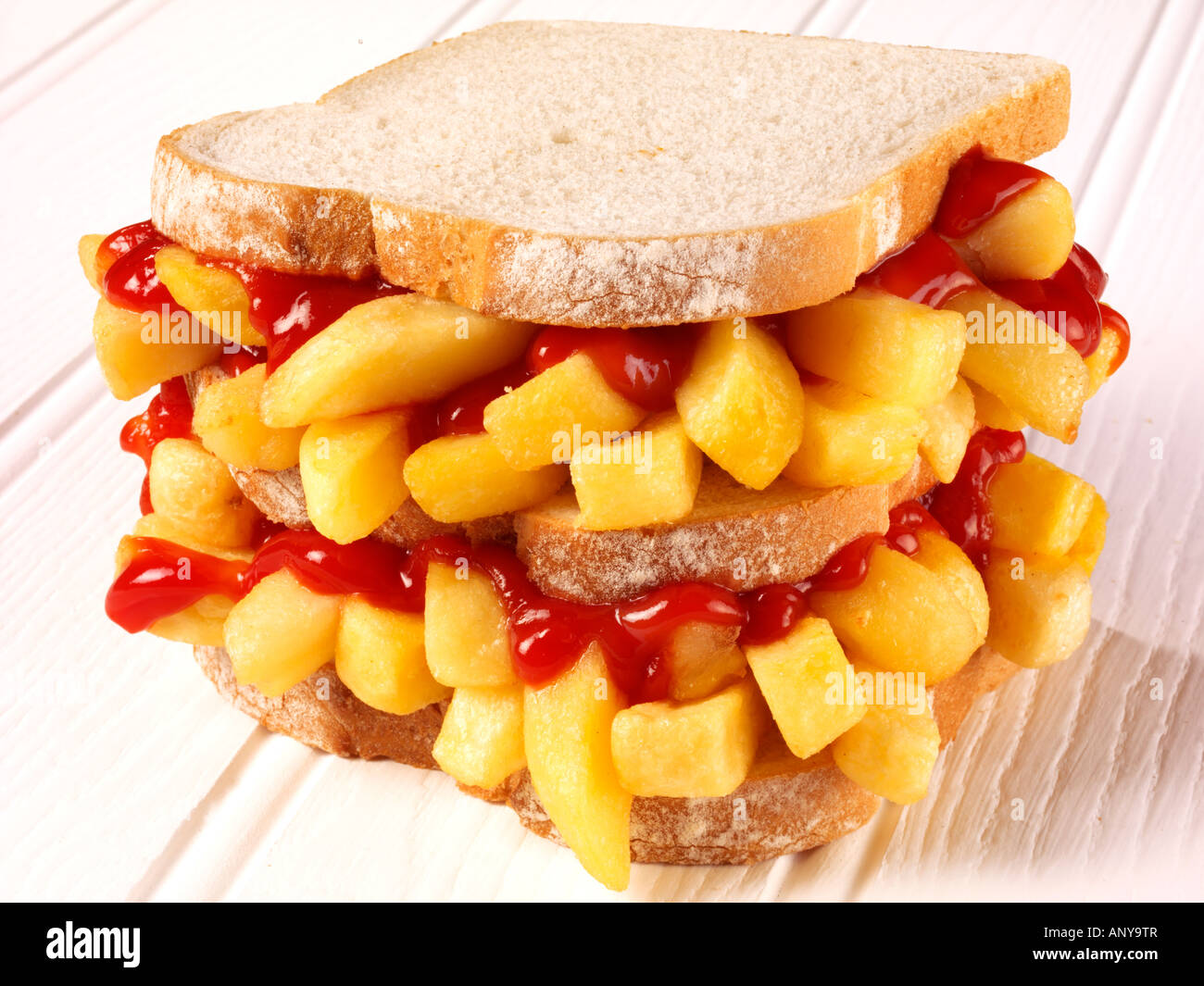 CHIP BUTTY SANDWICH WITH KETCHUP Stock Photo Alamy