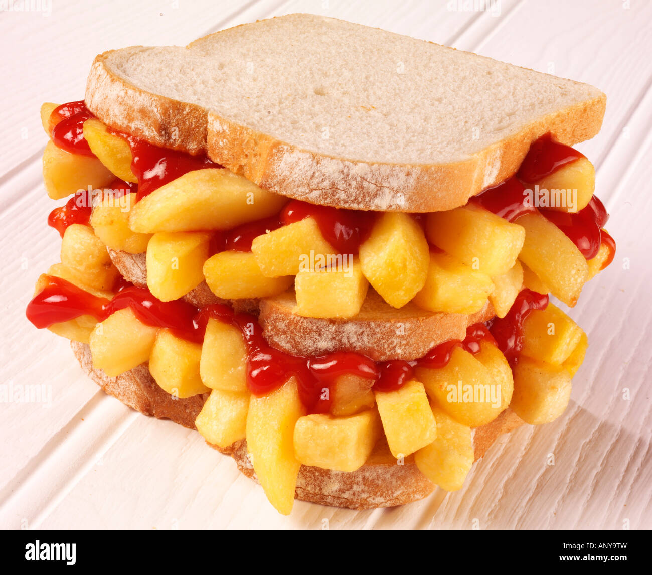 CHIP BUTTY SANDWICH WITH KETCHUP Stock Photo Alamy