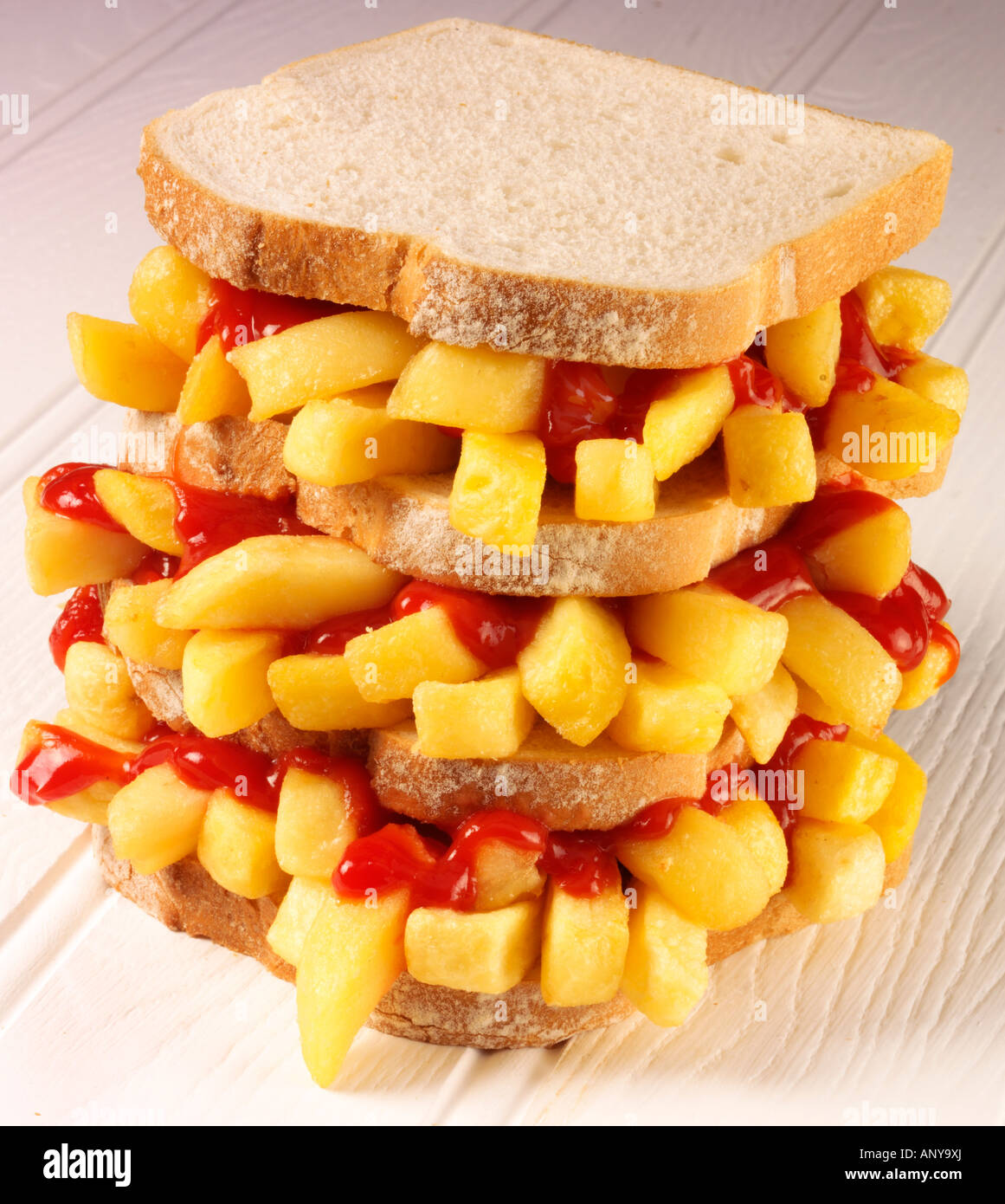 CHIP BUTTY SANDWICH WITH KETCHUP Stock Photo Alamy