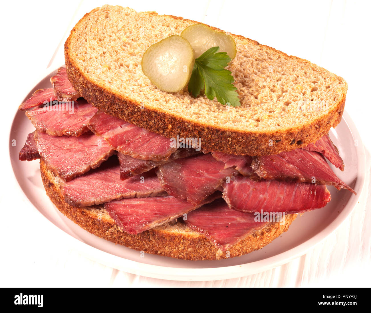 SALT BEEF SANDWICH ON RYE BREAD CUT OUT Stock Photo Alamy