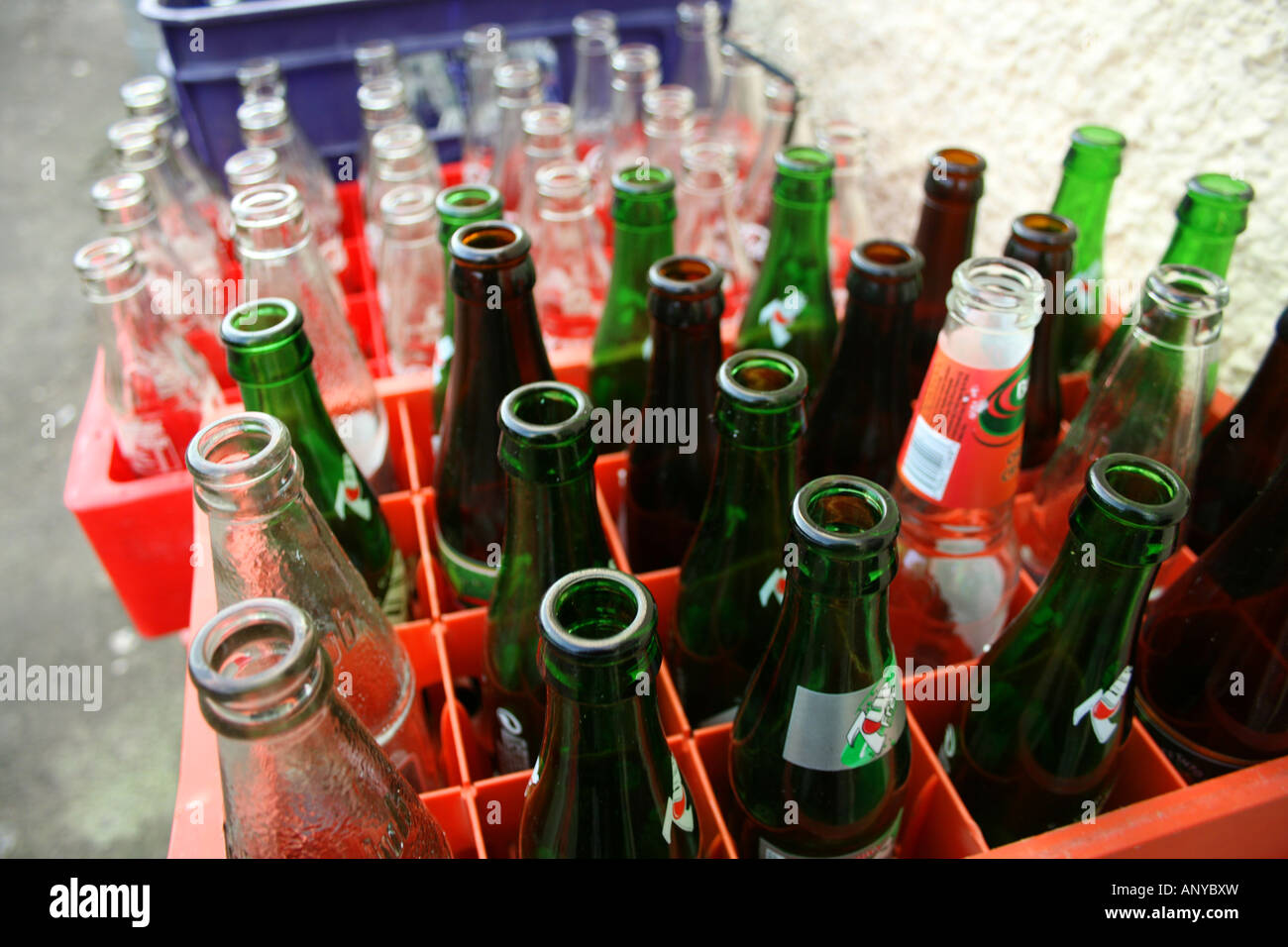 Empty Bottles At The Back Door Pub Moville Ireland Stock Photo