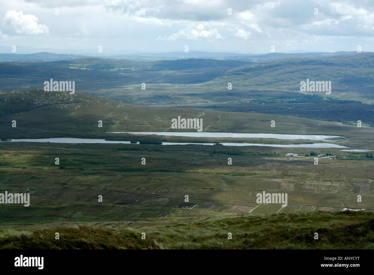The view from Muckish Mountain across Creeslough, Magherablad, Donegal, Ireland Stock Photo