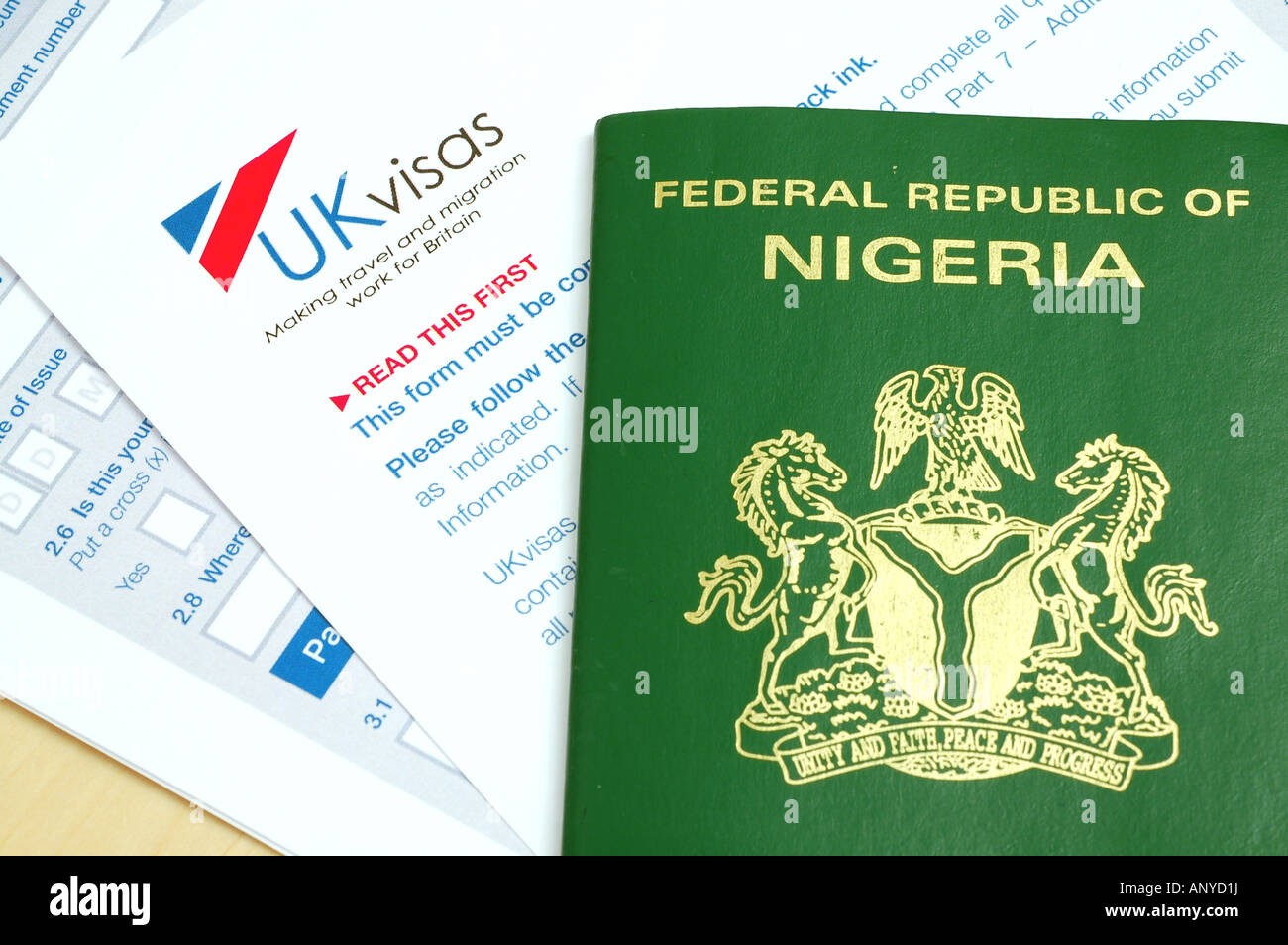 UK visa application form and Nigerian passport Stock Photo - Alamy
