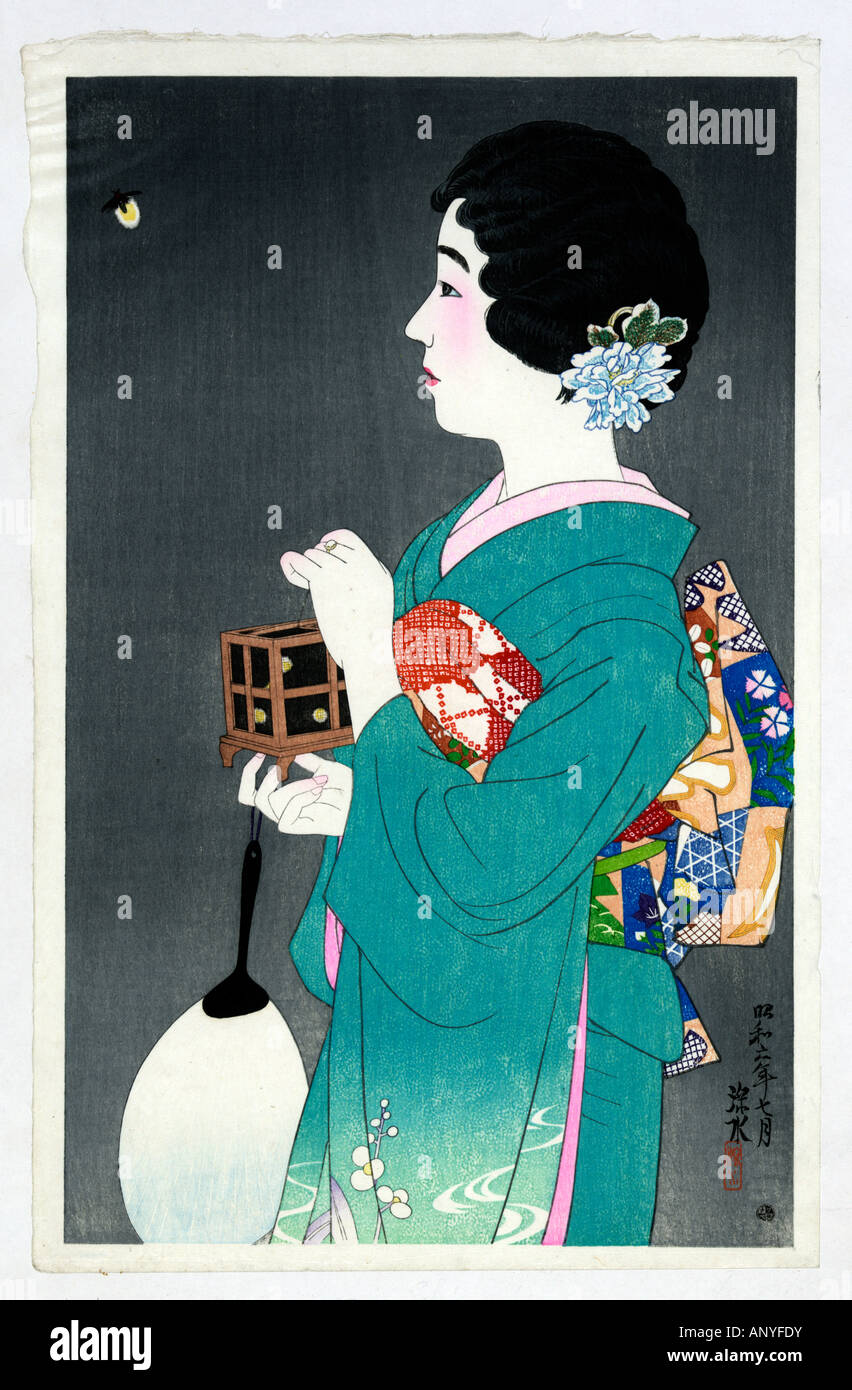 Japanese woman painting hi-res stock photography and images - Alamy