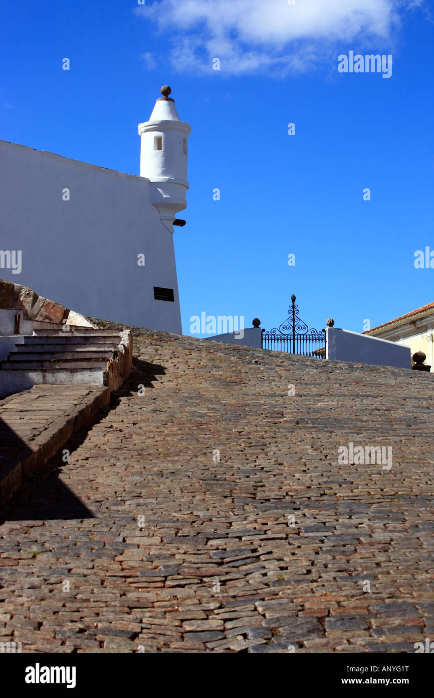 paved road at the unesco world heritage city of ouro preto in minas gerais brazil Stock Photo