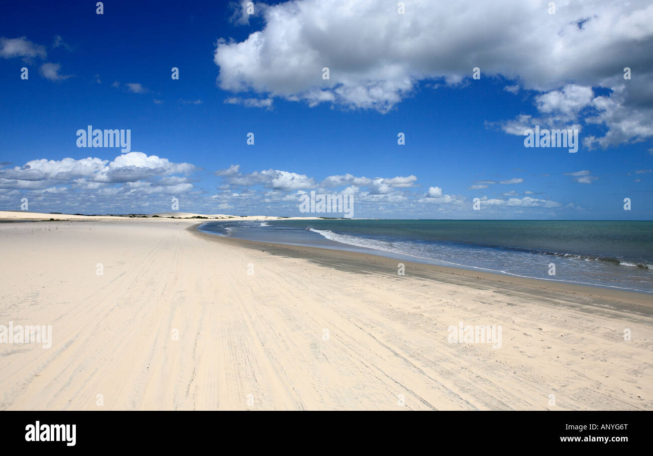 view of the big sand dune of the beautiful fisherman village of Jericoacoara in ceara state brazil Stock Photo