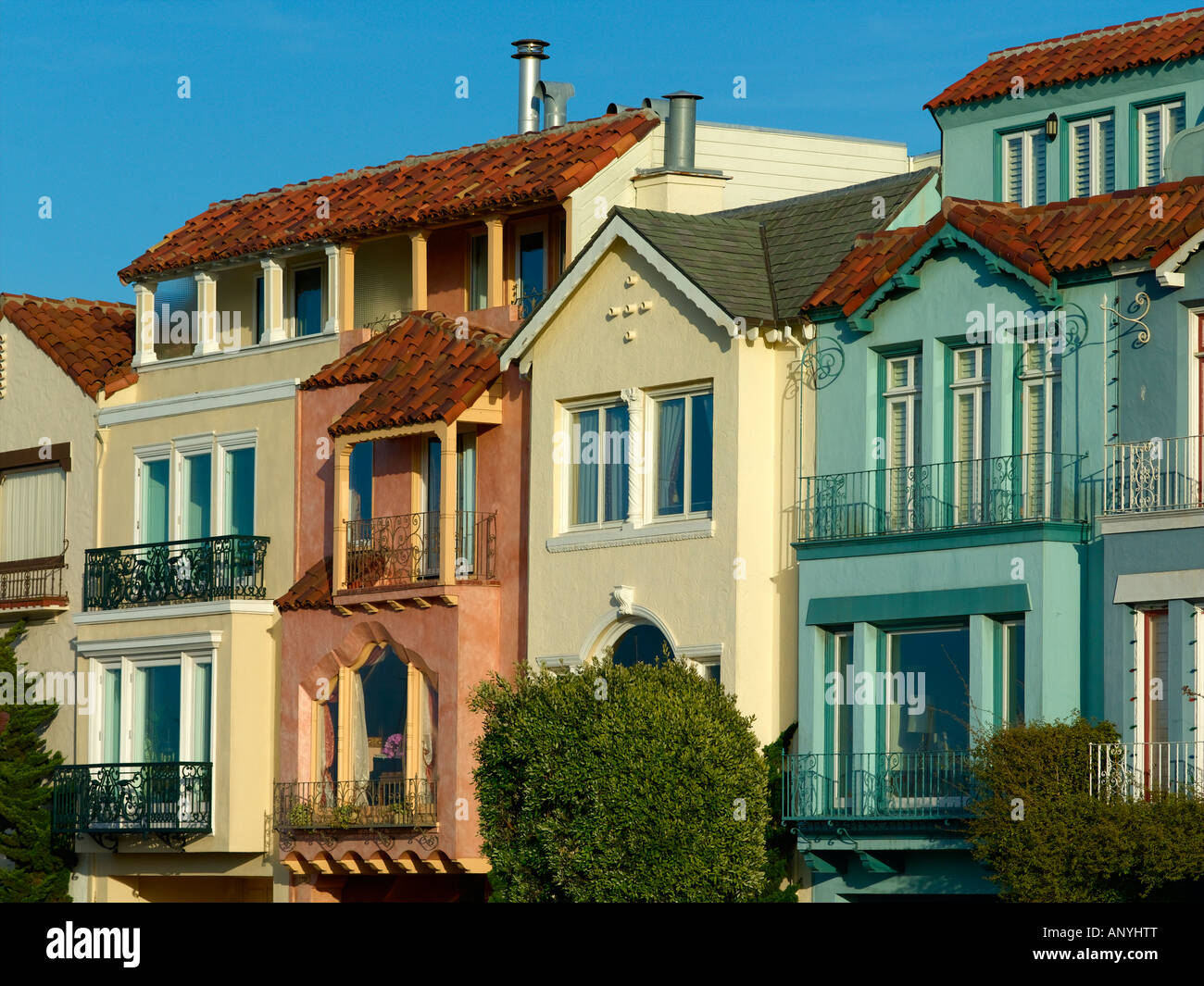 Houses along Marina Boulevard San Francisco Stock Photo