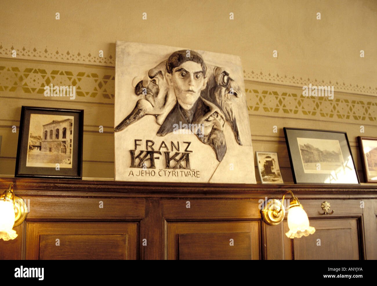 Europe, Czech Republic, Prague. Franz Kafka Cafe, Siroka Ulice Stock Photo