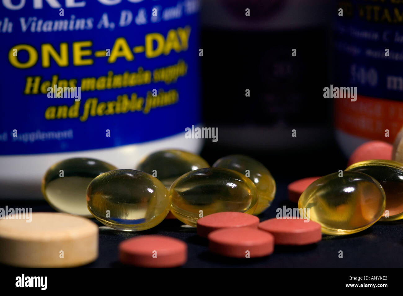 Vitamins and cod liver oil supplements Stock Photo Alamy