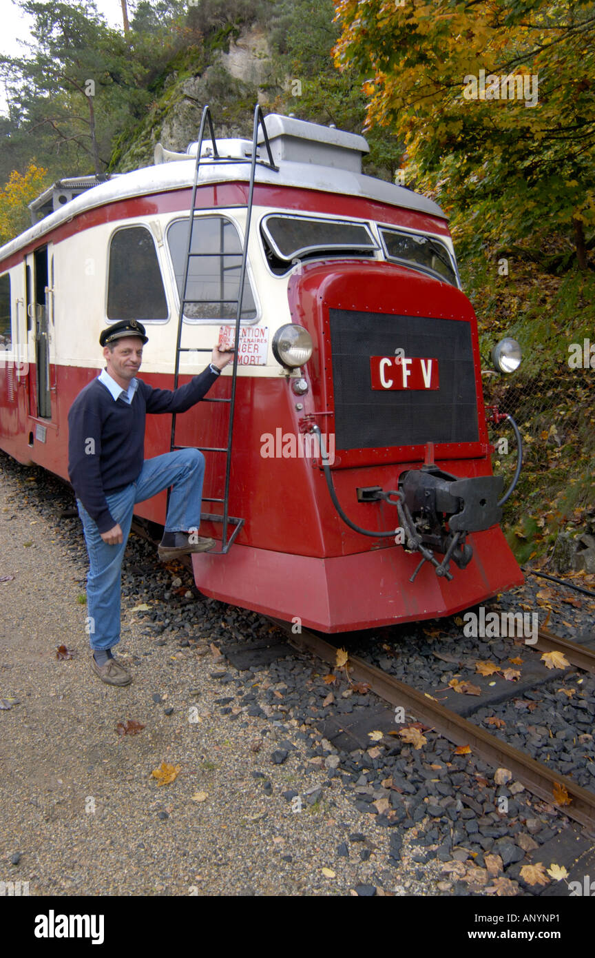 France, Ardeche, Colmbier-le-Vieux/St. Barthelemy le Plain, Vivarais railway engineer Stock Photo