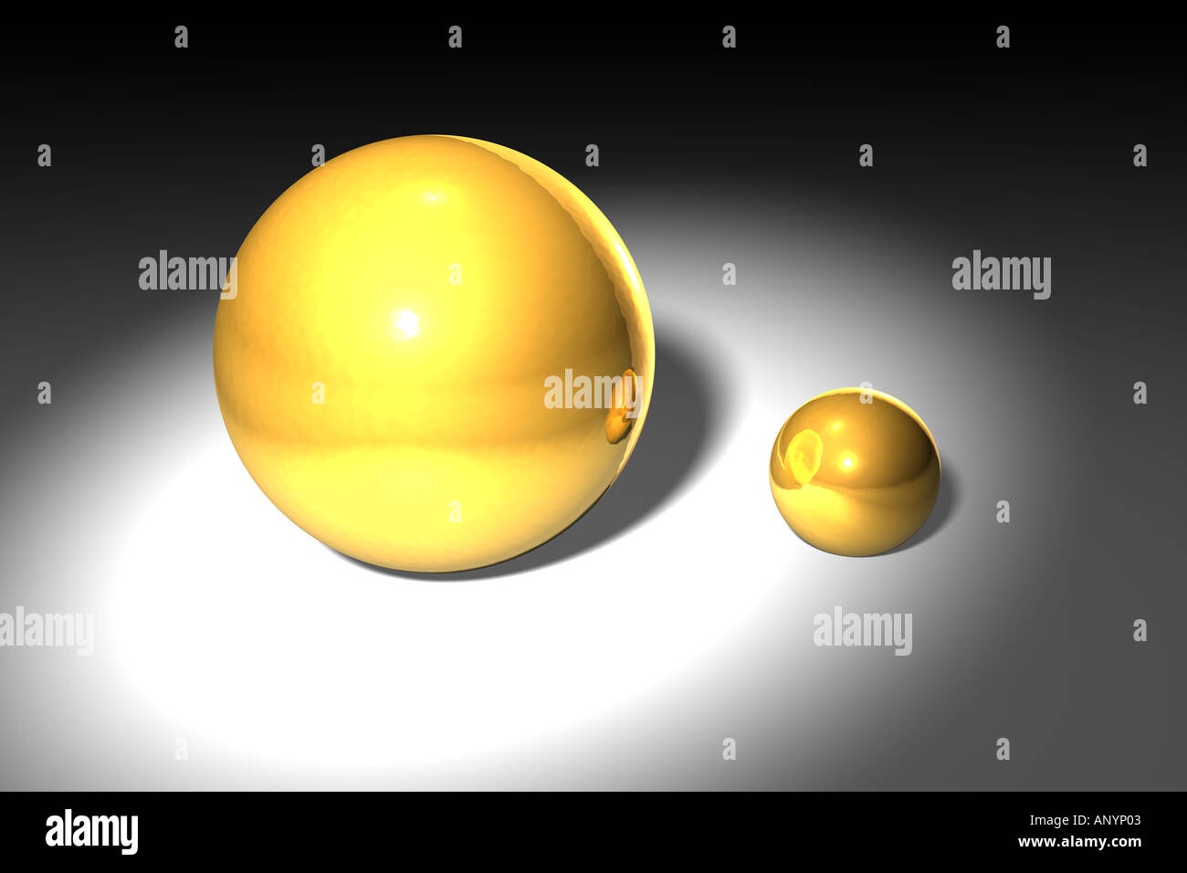 Large and small gold balls Stock Photo Alamy