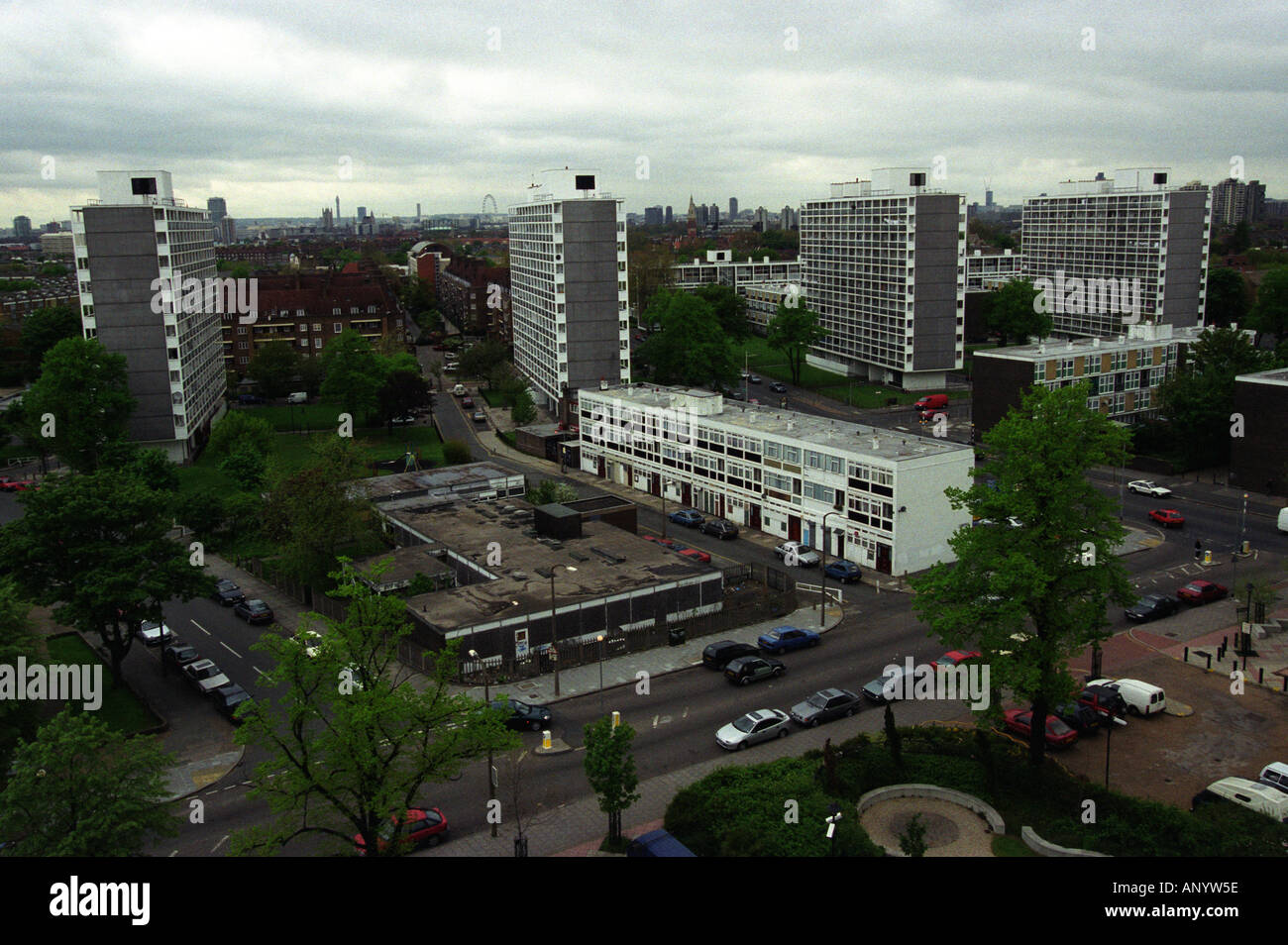 General view of council housing blocks, Lambeth, London, UK Stock Photo
