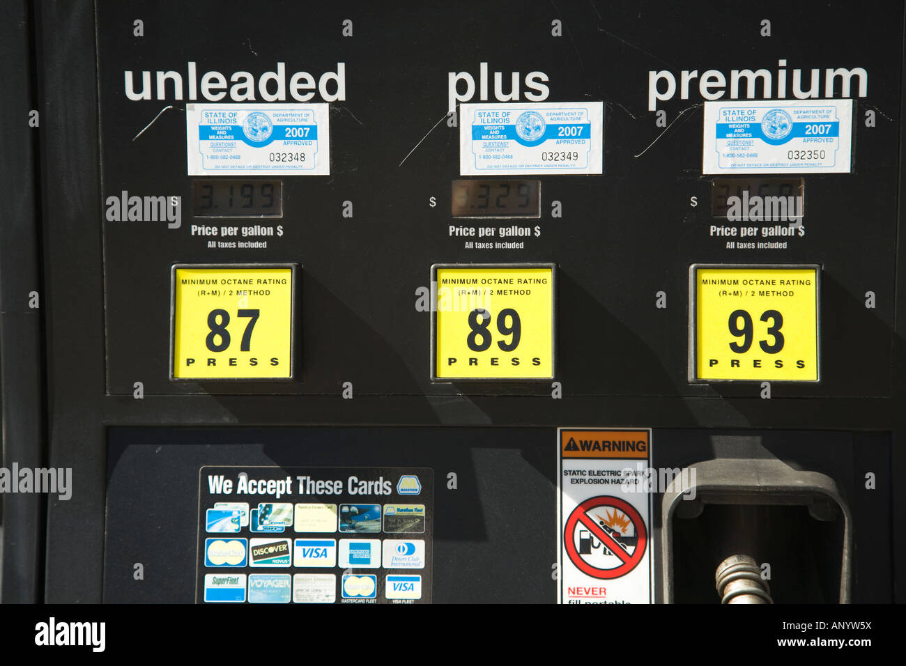 ILLINOIS Long Grove Unleaded plus and premium gasoline with octane