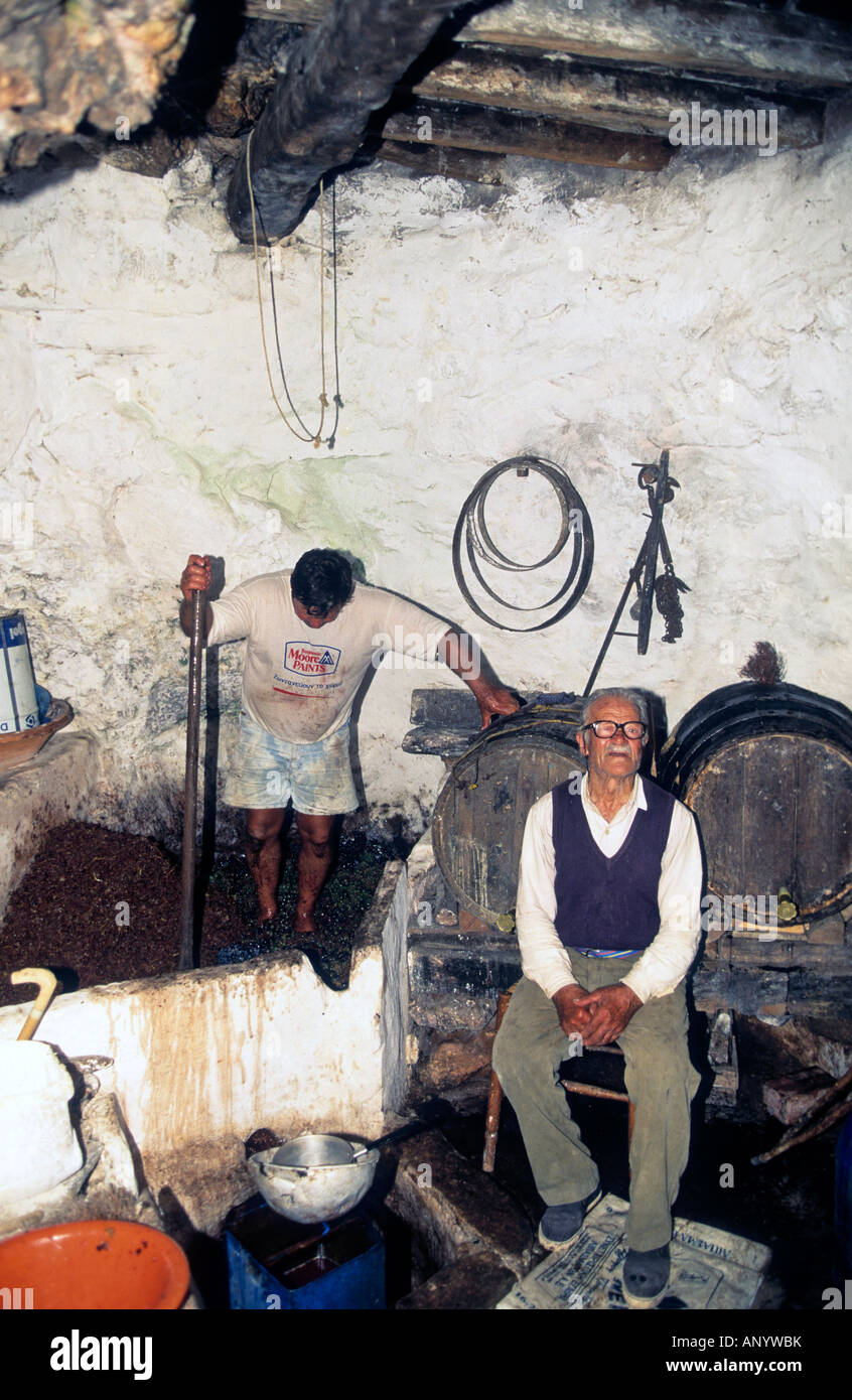 greece cyclades sikinos making wine the traditional way Stock Photo Alamy