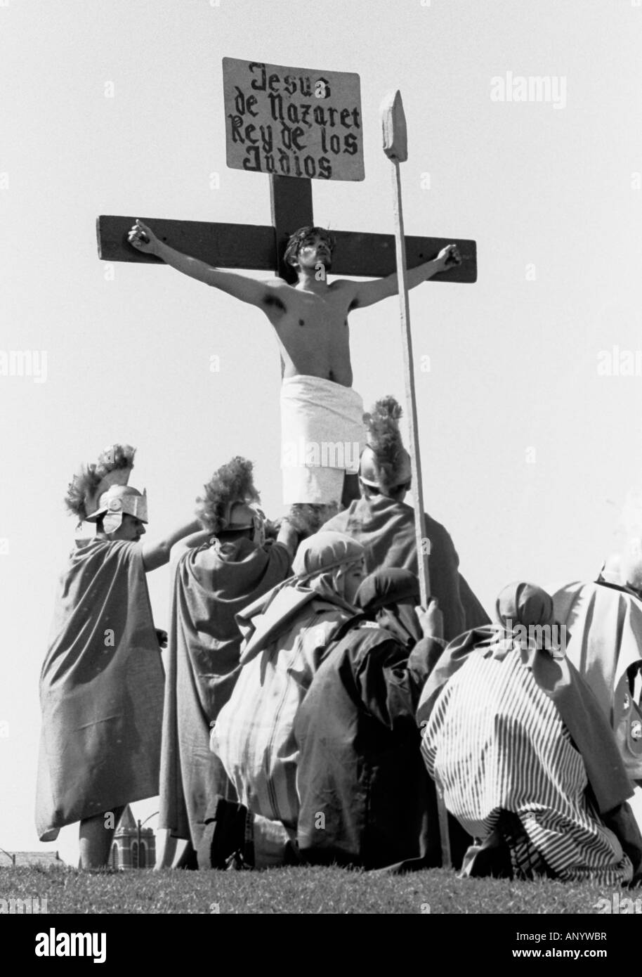 A man reenacting the Passion and crucifixion of Christ is crucified in ...