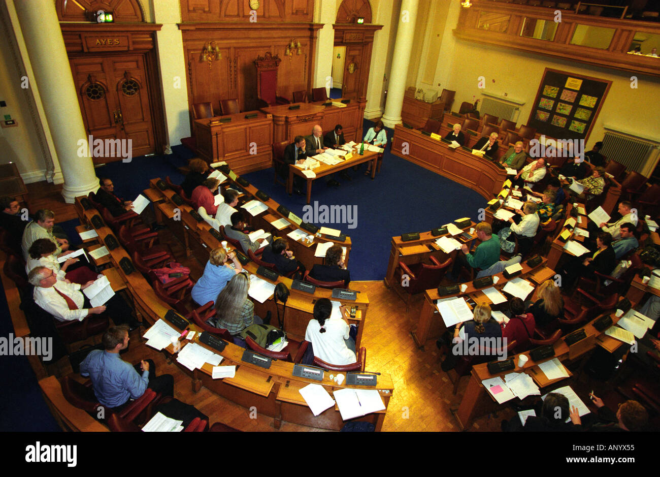 Meeting of councillors in session at Lambeth Council Town Hall, Brixton, London, UK. Stock Photo