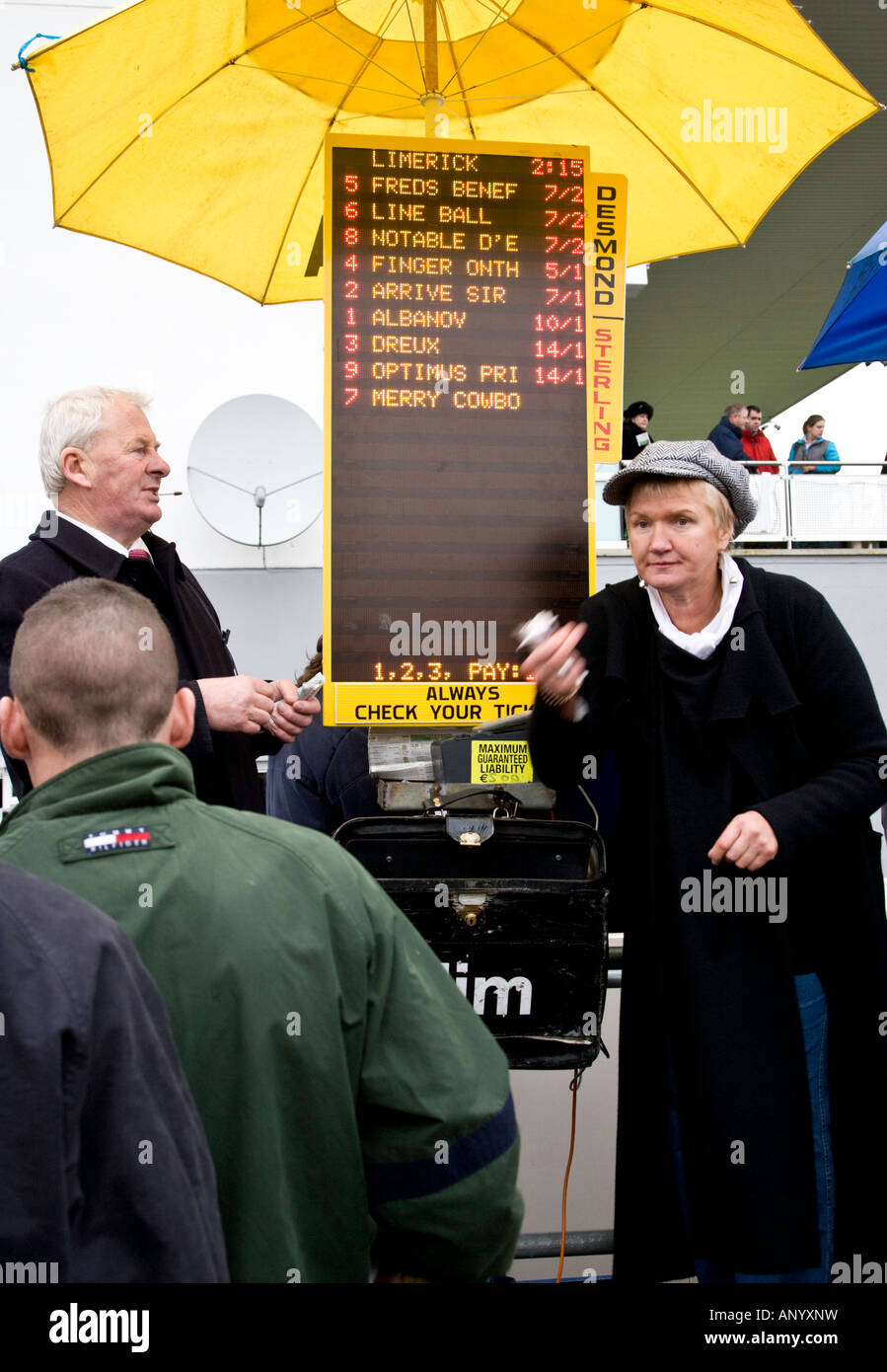 Bookmakers at Limerick Race Course, Ireland Stock Photo