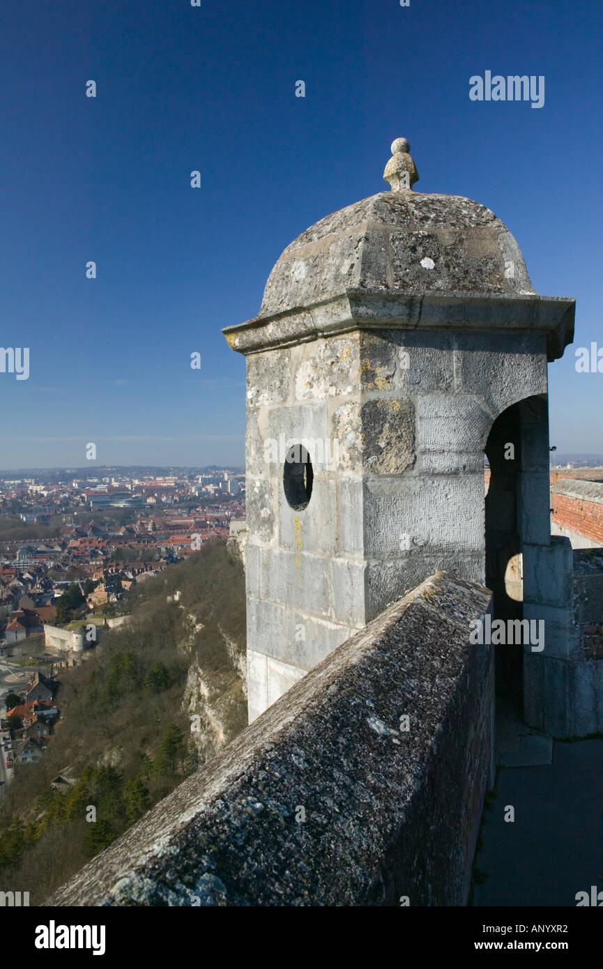 FRANCE, Jura, Doubs, BESANCON: Bescancon Citadelle, Fortress built by Vauban 1672, Fortress Wall Lookout Stock Photo