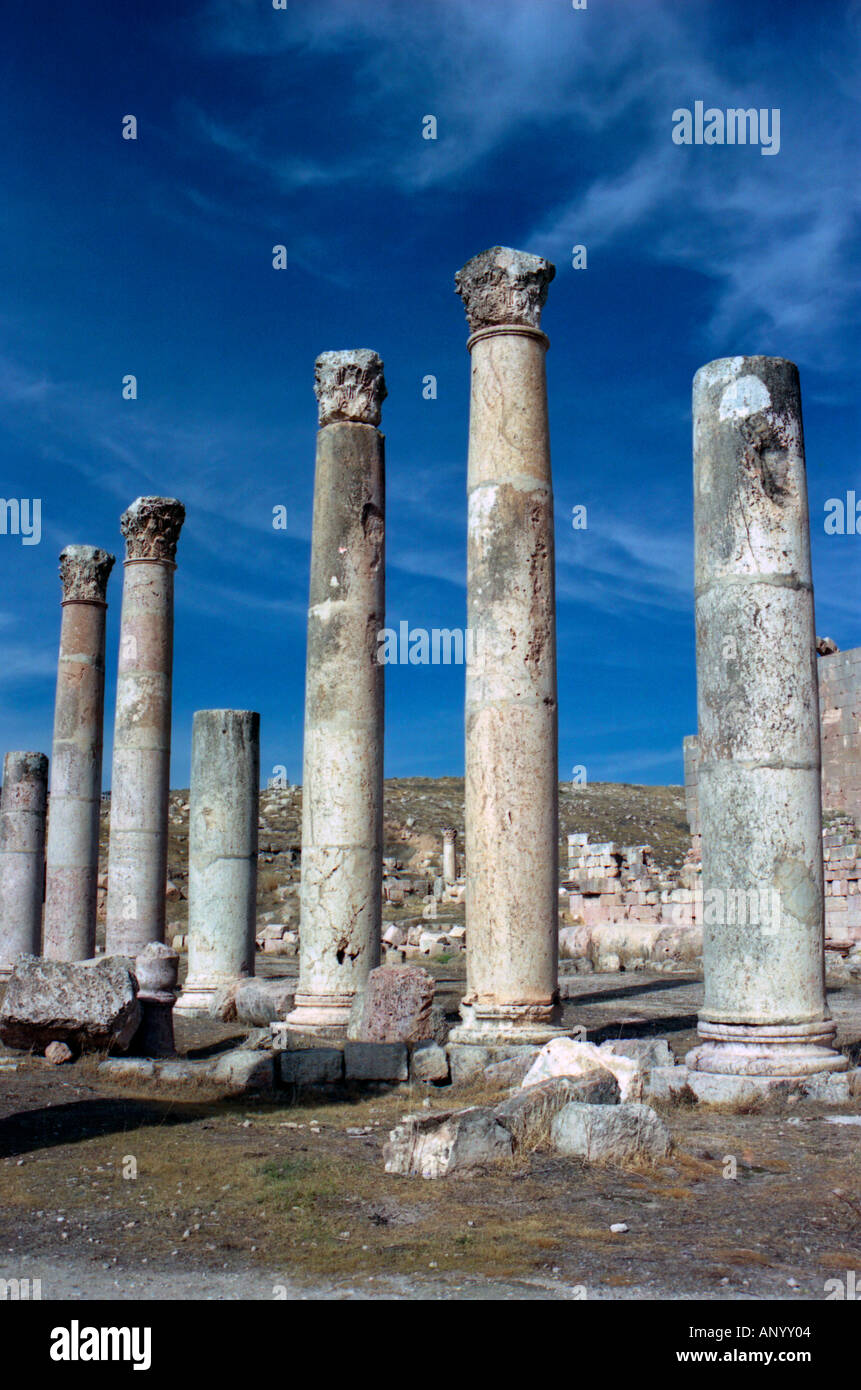 The Temple of Artemis in Jerash The Ancient Gerasa Jordan The Middle East Stock Photo