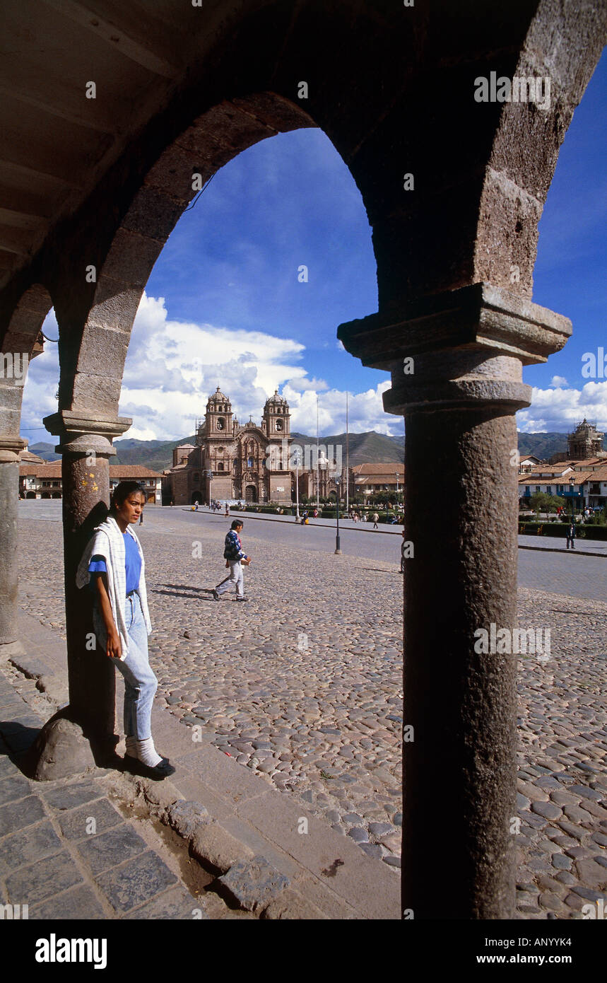 church of la compania square plaza de armas city of cuzco old town peru Stock Photo
