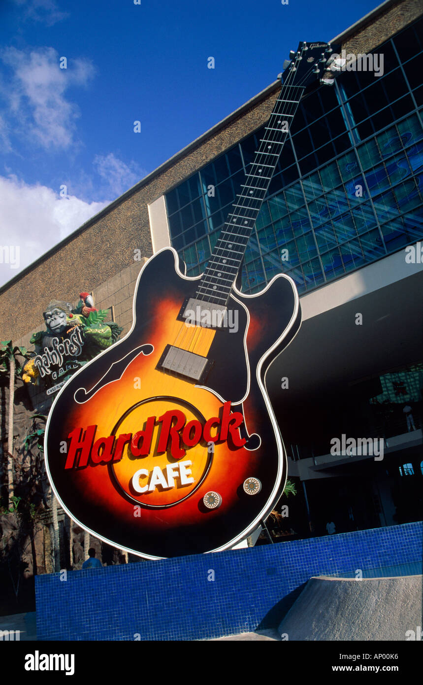 guitar sign of hard rock cafe resort of cancun mexico editorial use only Stock Photo