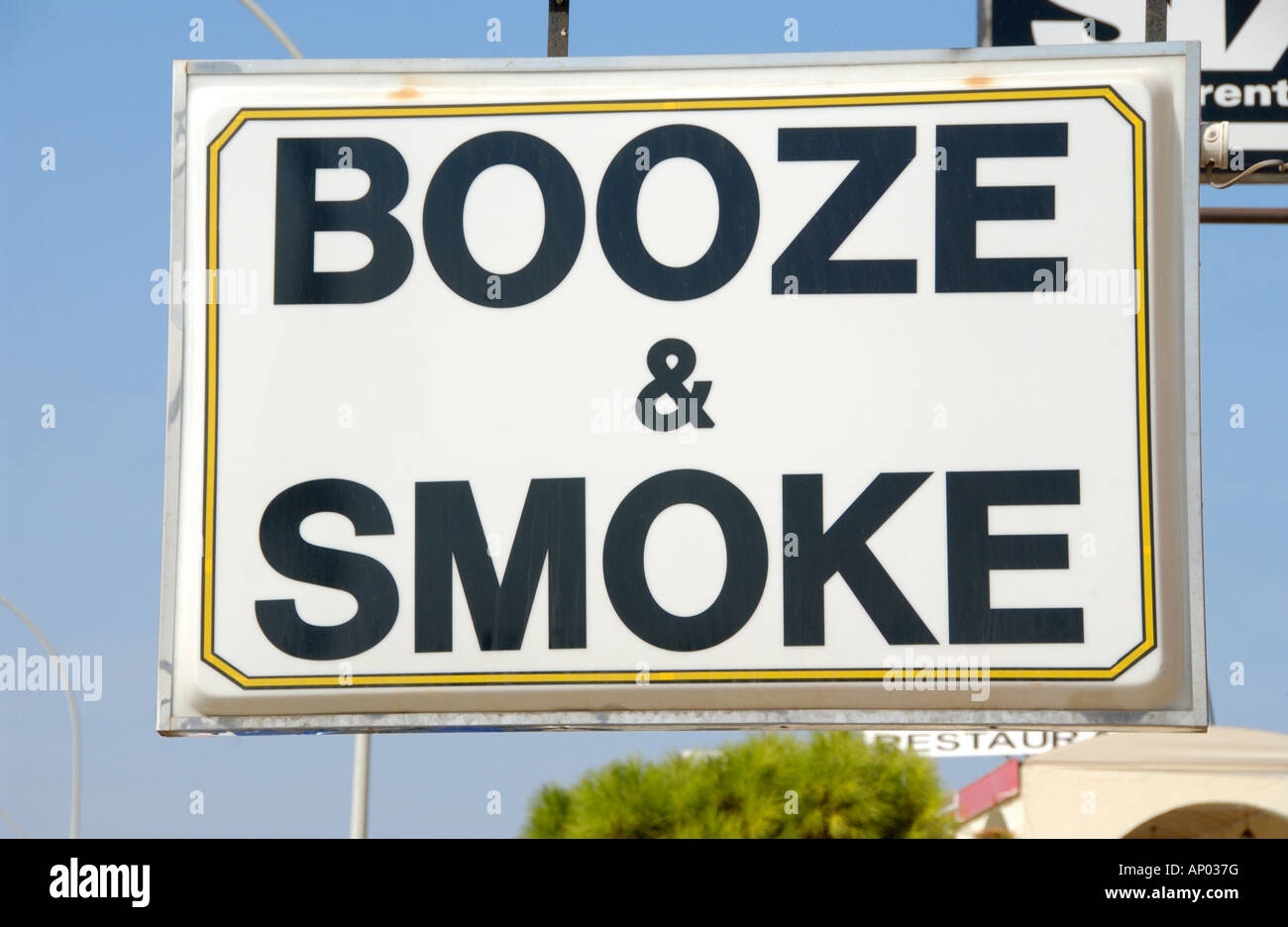 BOOZE & SMOKE alcohol and tobacco shop in Protaras on the Mediterranean  island of Cyprus EU Stock Photo
