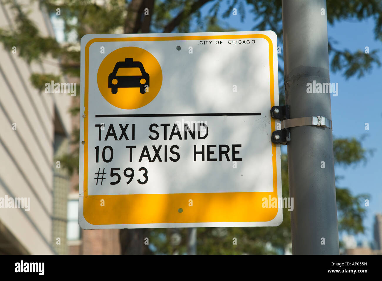 ILLINOIS Chicago Taxi stand sign ten cab limit Stock Photo