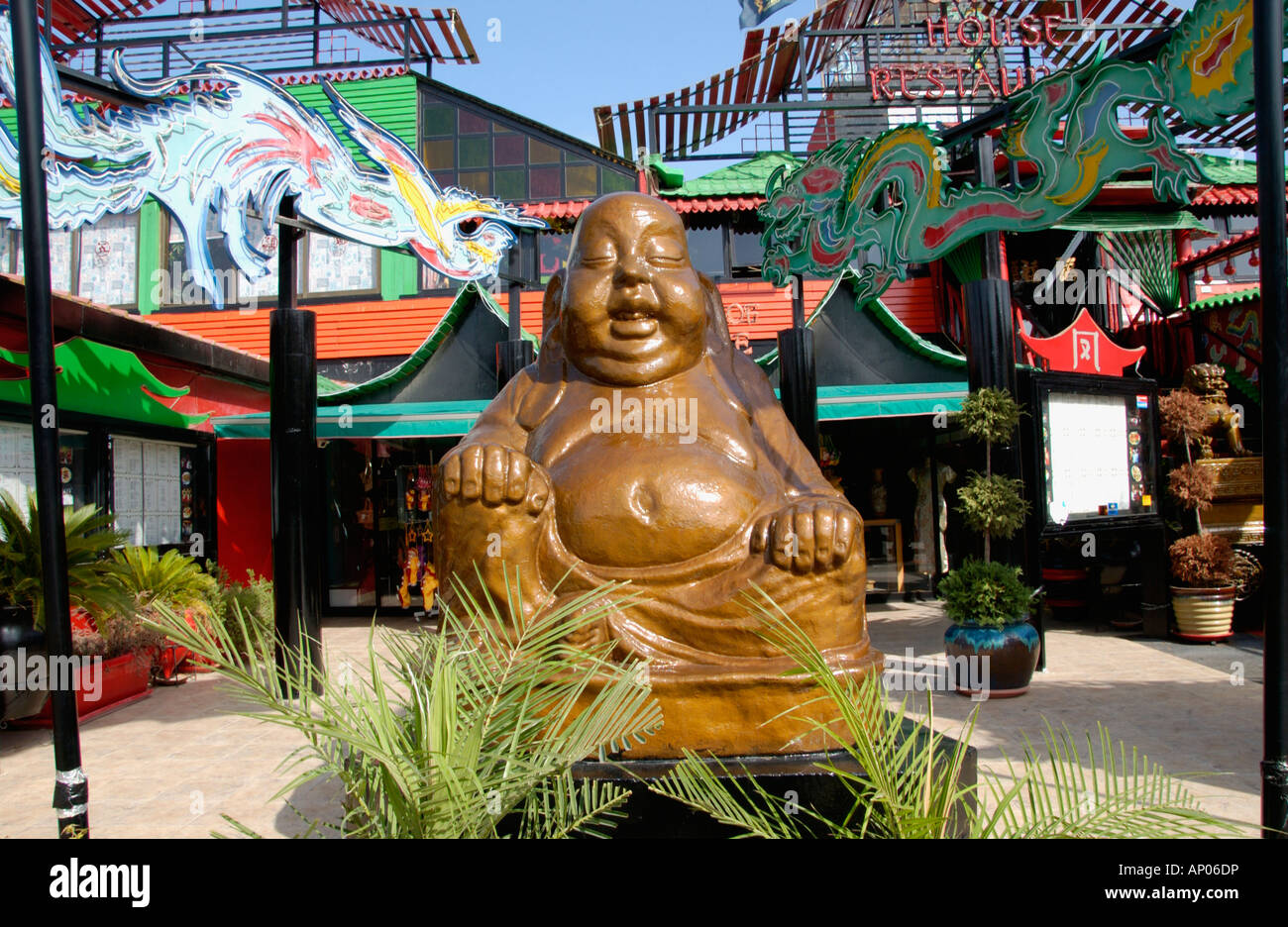 Buddha statue outside Chinese restaurant in Protaras on the