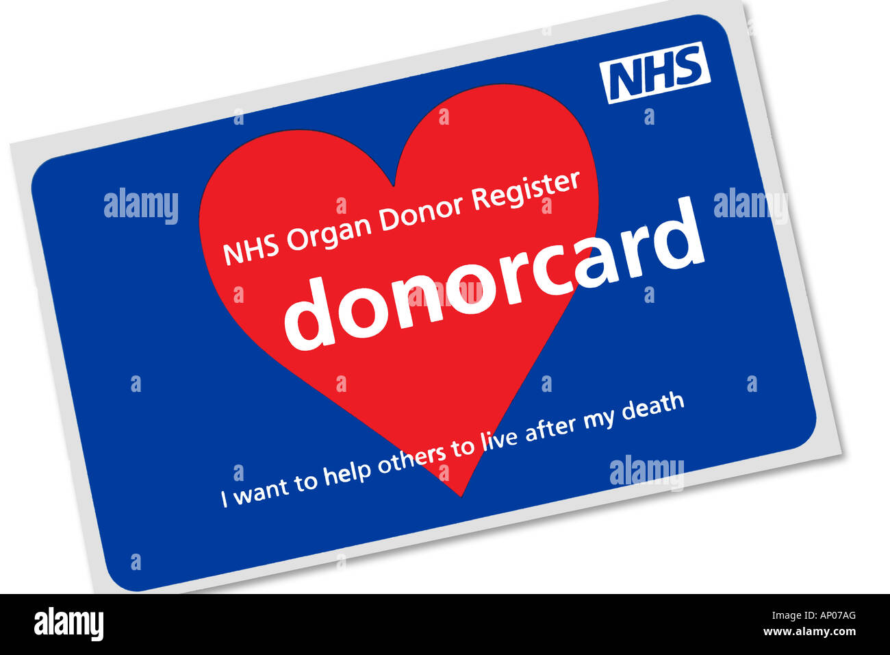 British NHS Donorcard Stock Photo