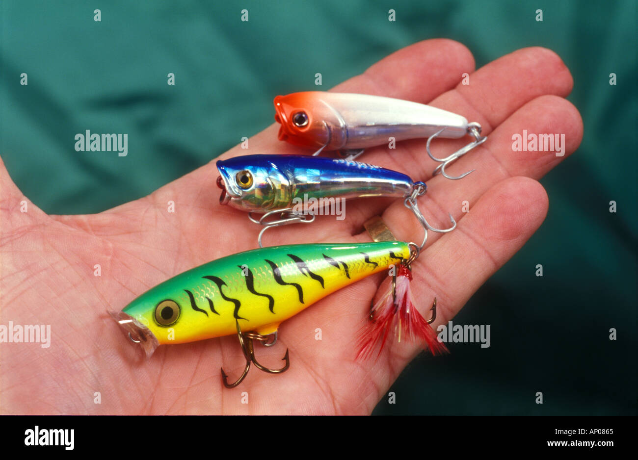 surface poppers fishing lures fresh and salt water small 2555 Stock
