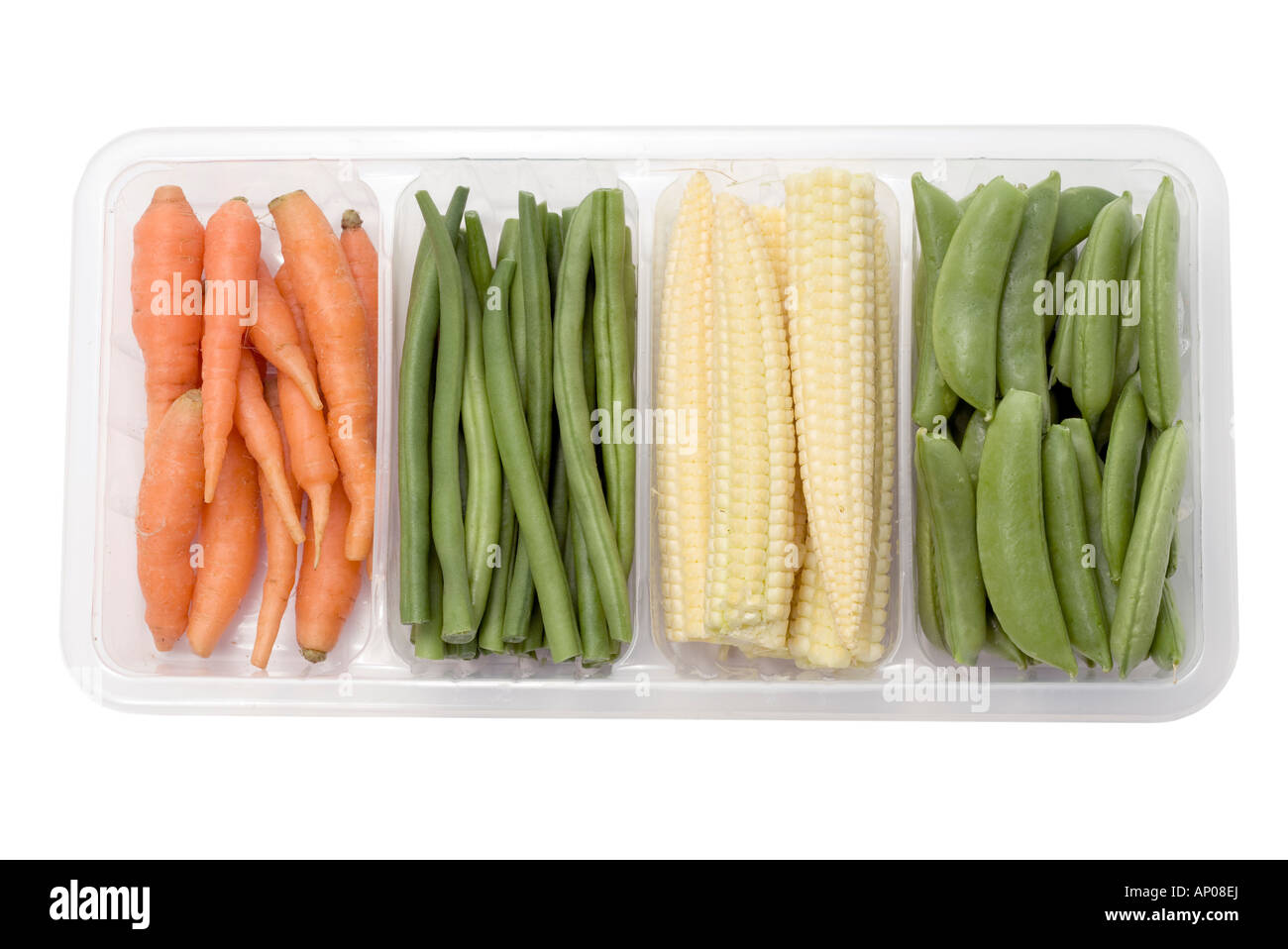 Mixed veg in a plastic tray Stock Photo