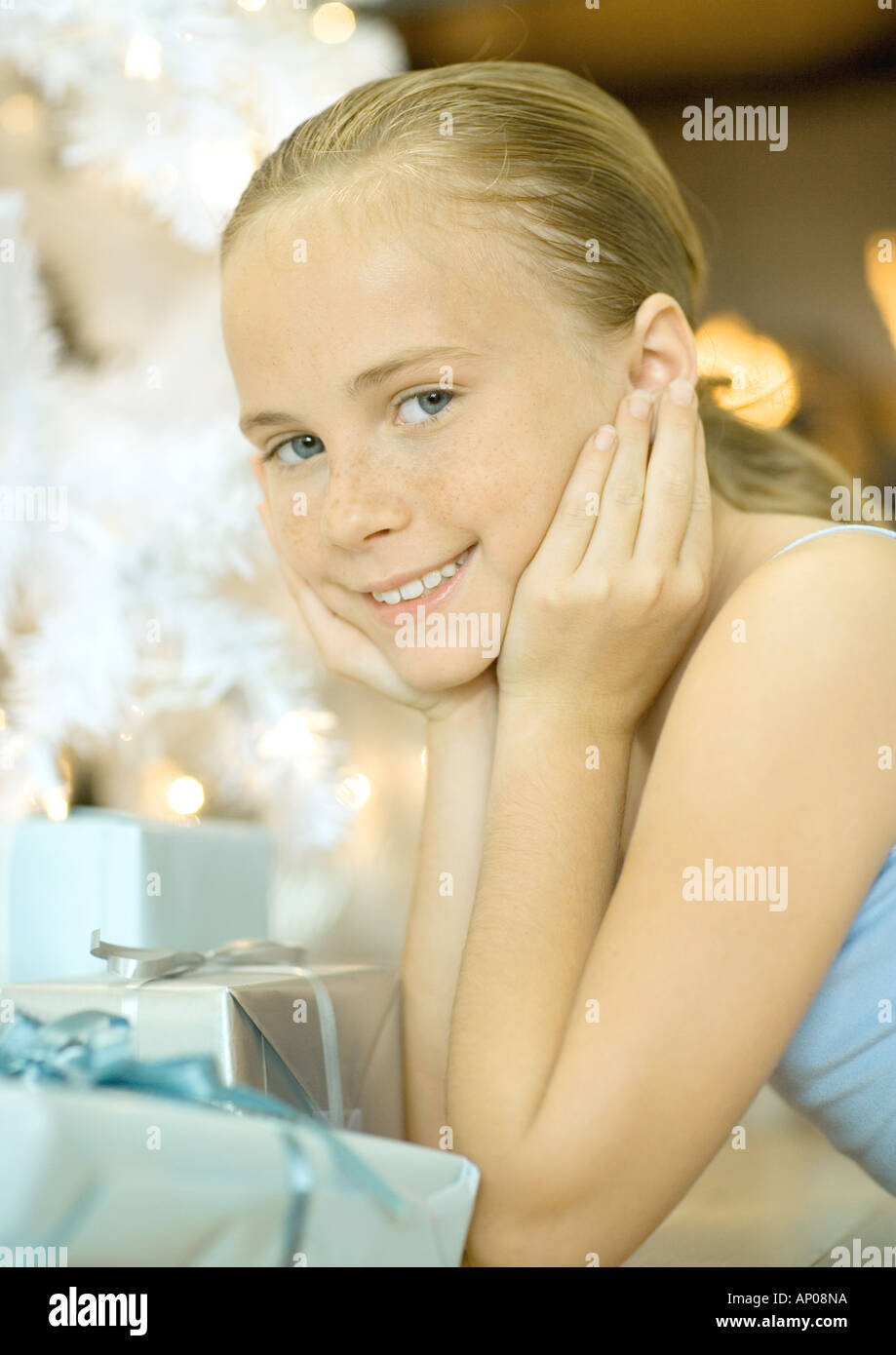 Preteen girl lying on stomach hi-res stock photography and images - Alamy