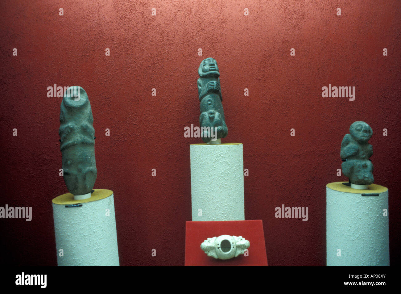 Taino stone figurines in the Museum of the Dominican Man or Museo del Hombre Dominicano, Santo Domingo, Dominican Republic Stock Photo