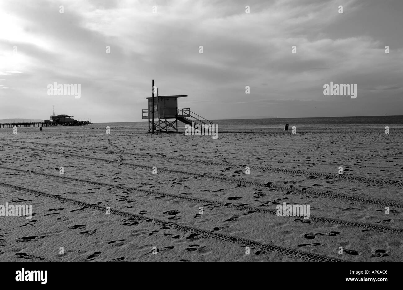 Santa Monica beach and pier Los Angeles California USA Stock Photo