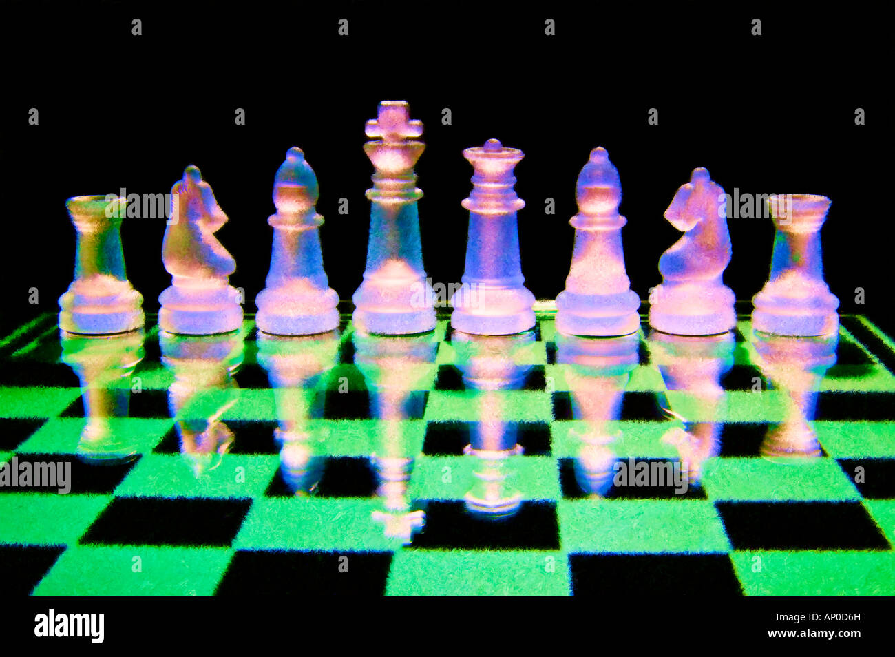painterly image of chess board and pieces Stock Photo
